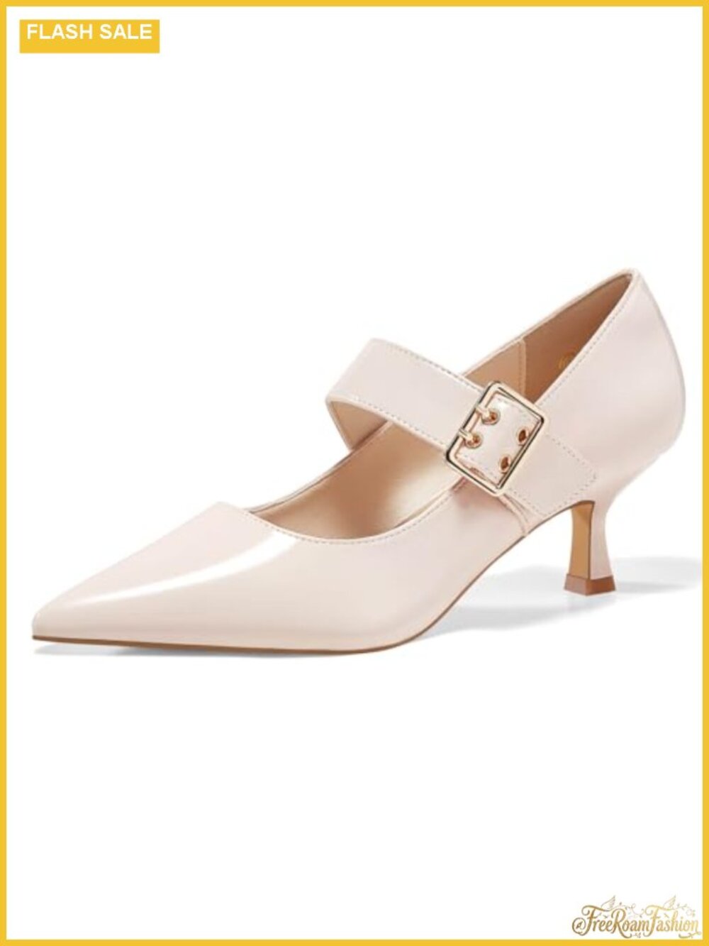 Womens Kitten Heel Mary Jane Pumps Closed Pointed Toe Dress Shoes Buckle Strap
